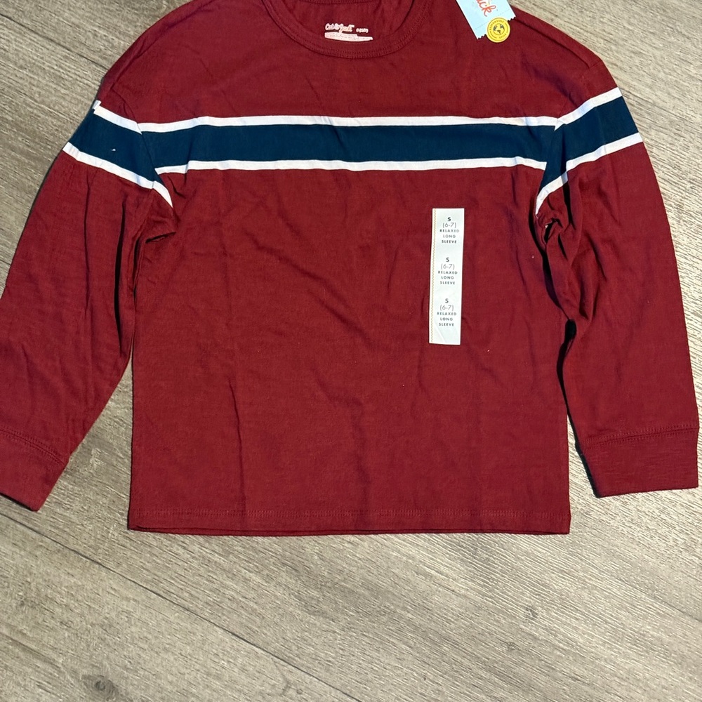 Cat & Jack Red and Blue Striped Long Sleeve Tee